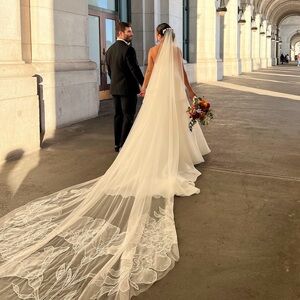 Cathedral Organza Floral Veil